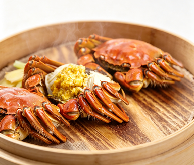 Steamed Fresh Crabs in Bamboo Steamers - A Gourmet Delight